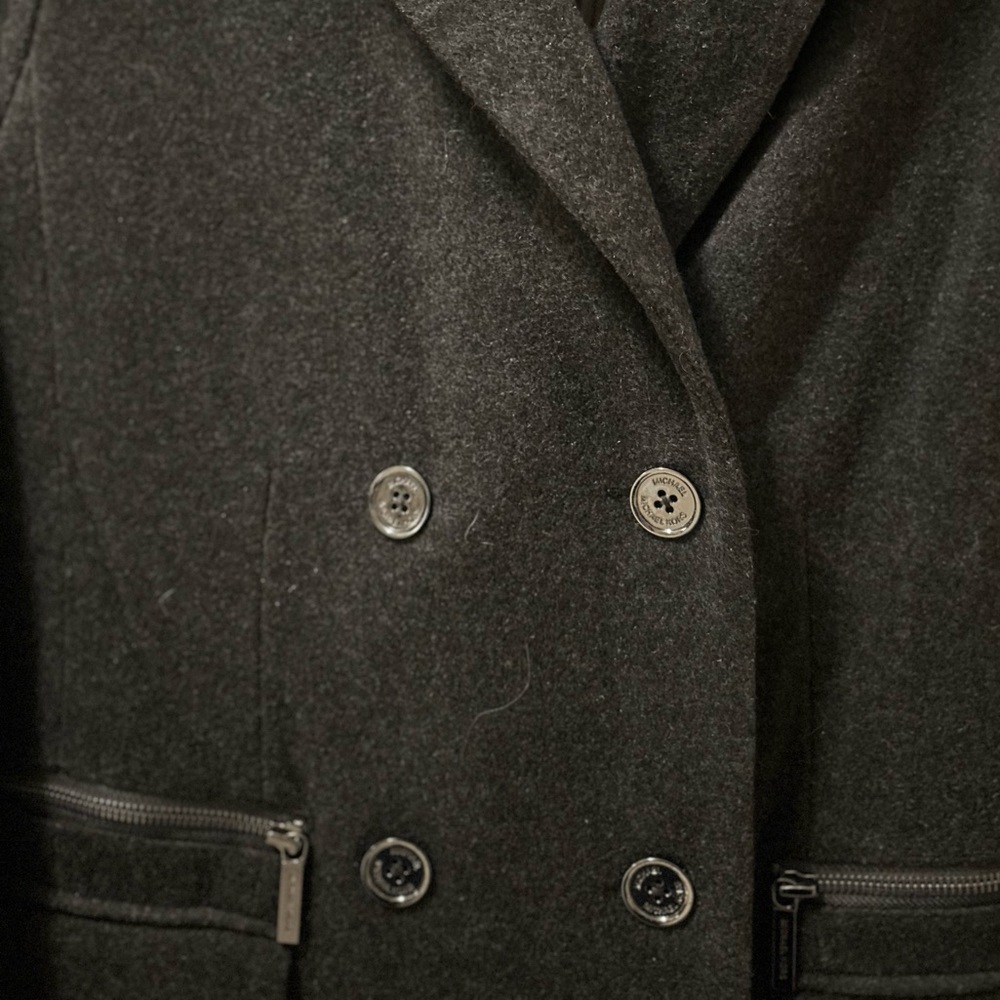 MICHAEL KORS. Grey Tan Wool Color Block Long Jacket Peacoat Coat NWT - Picture 11 of 14